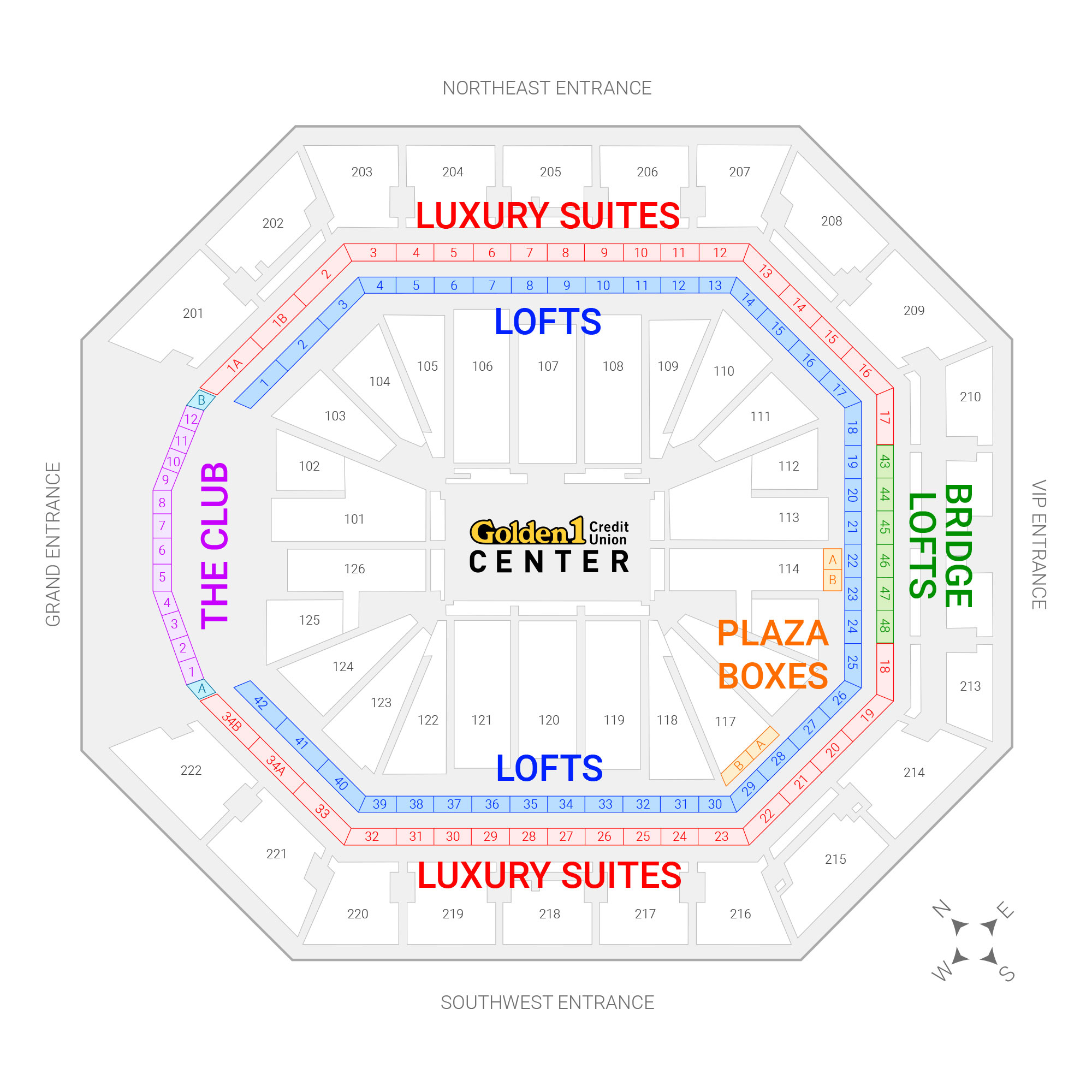 Golden 1 Center /  Suite Map and Seating Chart